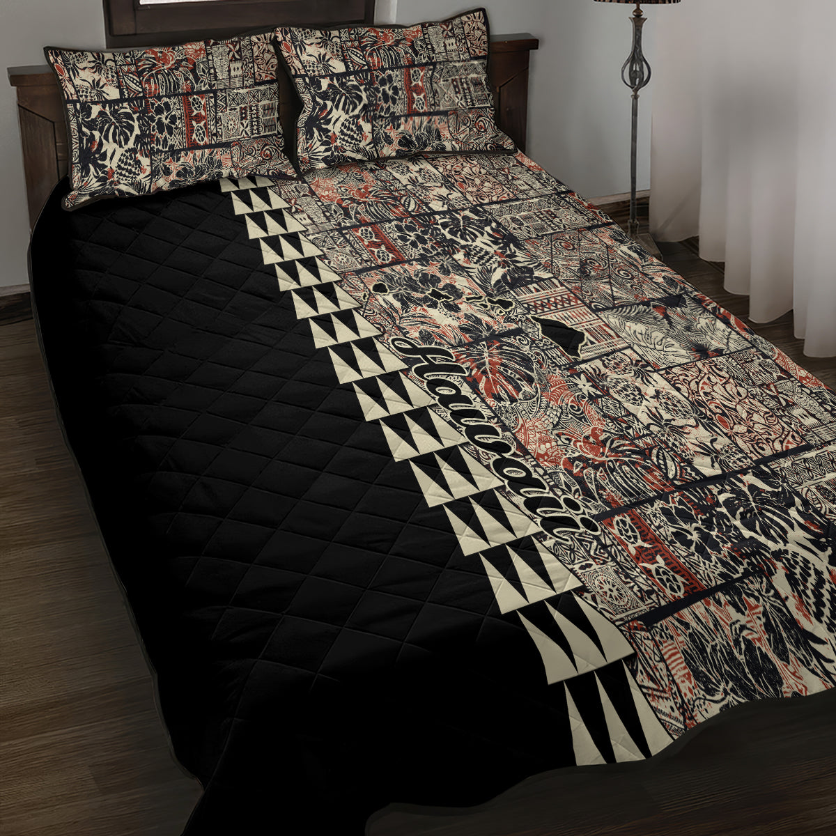 Hawaiian Quilt Quilt Bed Set Hibiscus Kakau Vintage Style LT01 - Polynesian Pride