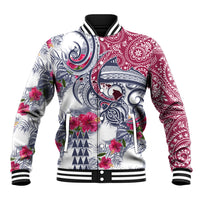 Hawaii Kakau Mix Paisley Pattern Baseball Jacket Polynesian Tropical Unique Style LT01 Unisex White - Polynesian Pride