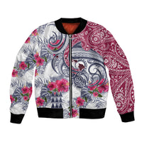Hawaii Kakau Mix Paisley Pattern Bomber Jacket Polynesian Tropical Unique Style LT01 Unisex White - Polynesian Pride