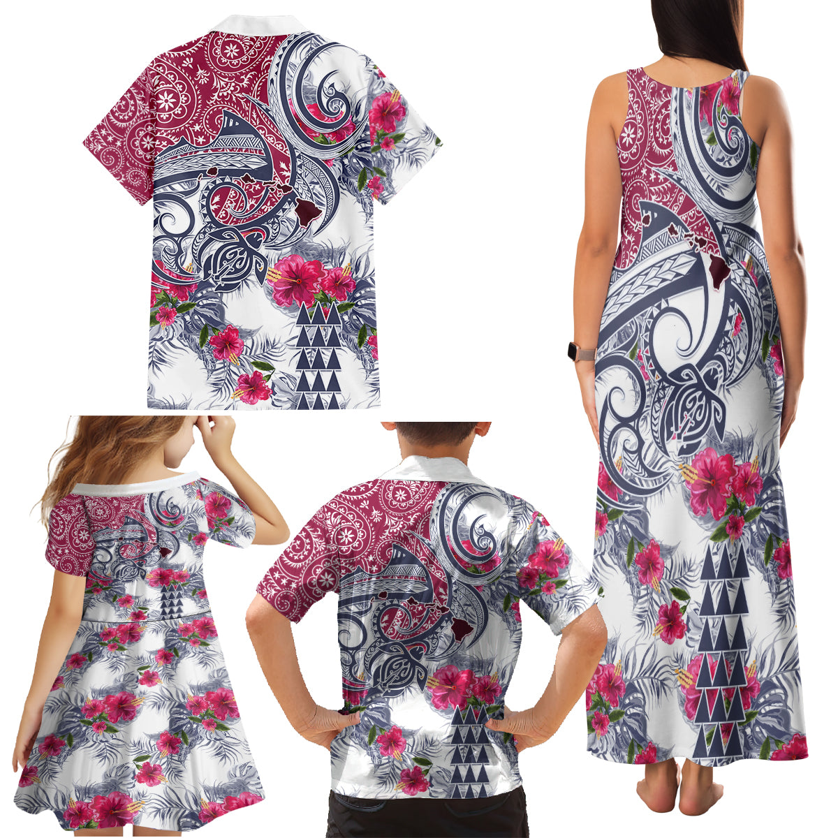 Hawaii Kakau Mix Paisley Pattern Family Matching Tank Maxi Dress and Hawaiian Shirt Polynesian Tropical Unique Style LT01 - Polynesian Pride