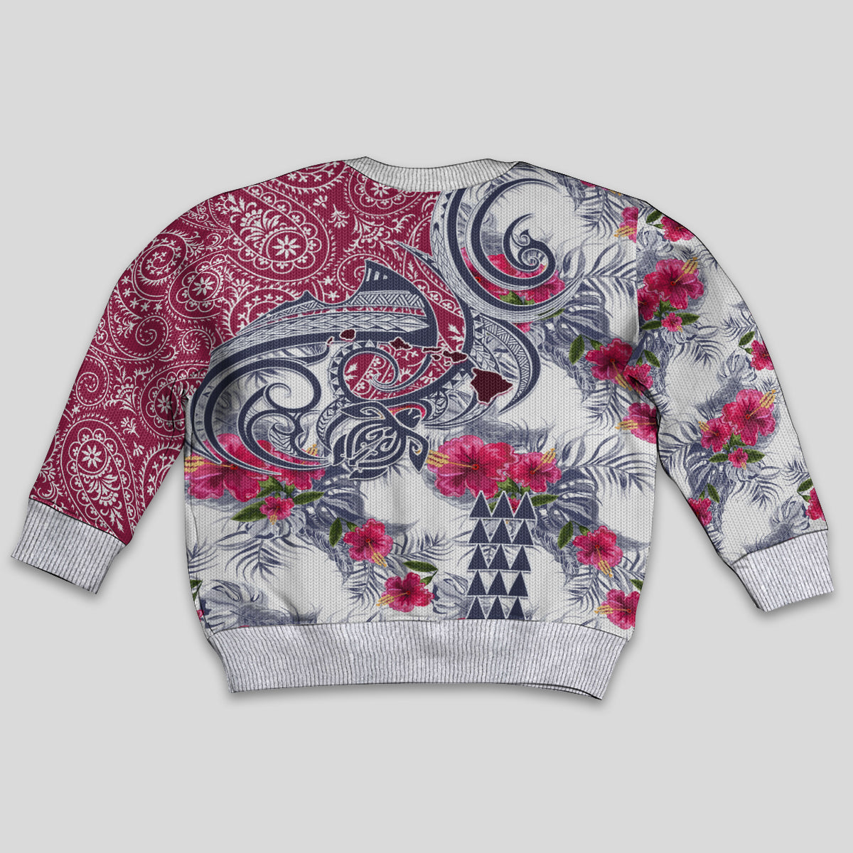 Hawaii Kakau Mix Paisley Pattern Kid Ugly Christmas Sweater Polynesian Tropical Unique Style LT01 - Polynesian Pride