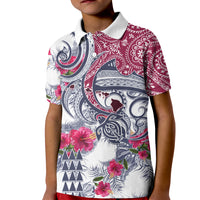 Hawaii Kakau Mix Paisley Pattern Kid Polo Shirt Polynesian Tropical Unique Style LT01 Kid White - Polynesian Pride