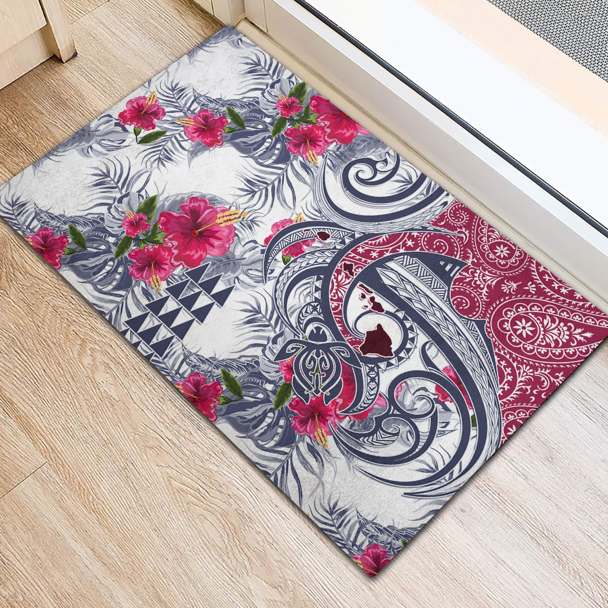 Hawaii Kakau Mix Paisley Pattern Rubber Doormat Polynesian Tropical Unique Style LT01 - Polynesian Pride
