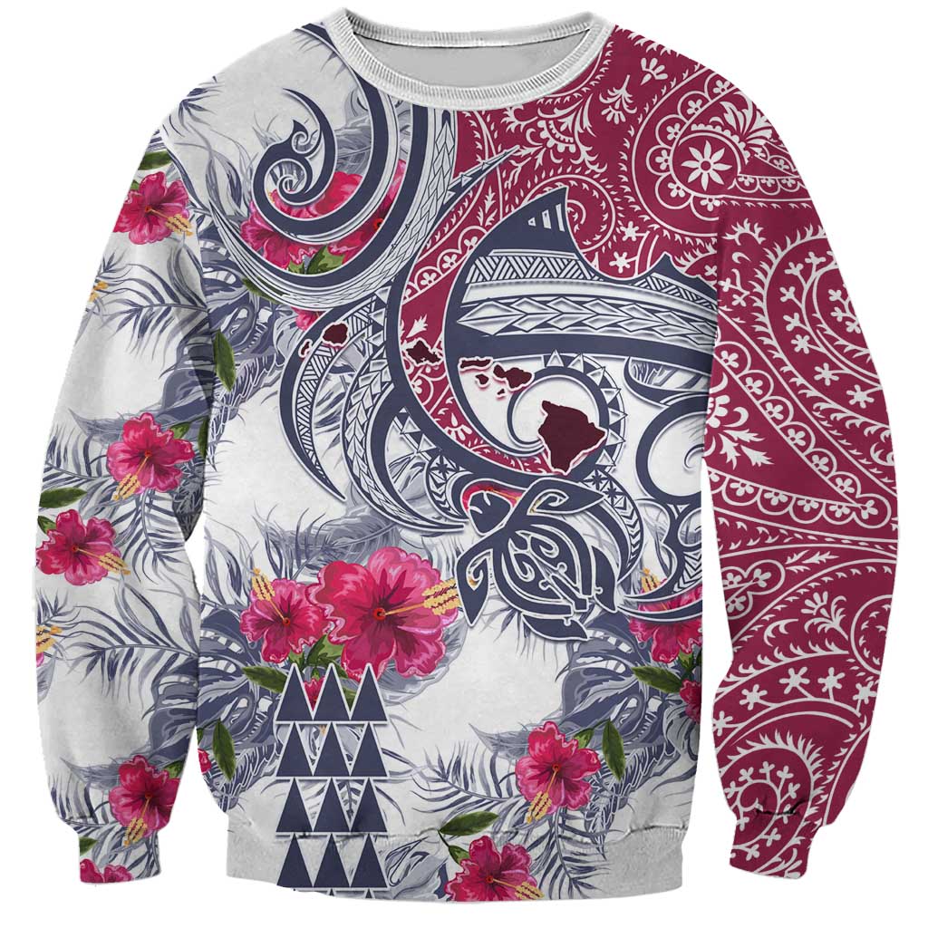 Hawaii Kakau Mix Paisley Pattern Sweatshirt Polynesian Tropical Unique Style LT01 Unisex White - Polynesian Pride