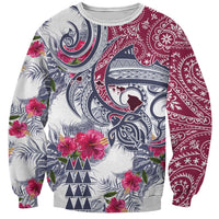 Hawaii Kakau Mix Paisley Pattern Sweatshirt Polynesian Tropical Unique Style LT01 Unisex White - Polynesian Pride