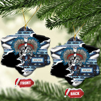 Native American Chief Skull With Axe Ceramic Ornament - Polynesian Pride