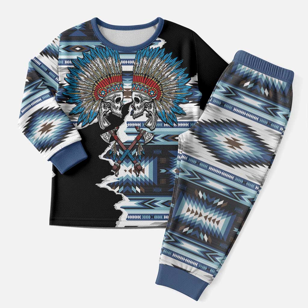 Native American Chief Skull With Axe Christmas Pajama Set LT01 Men Black - Polynesian Pride