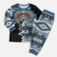 Native American Chief Skull With Axe Christmas Pajama Set LT01 Men Black - Polynesian Pride
