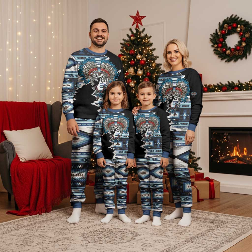 Native American Chief Skull With Axe Christmas Pajama Set LT01 - Polynesian Pride