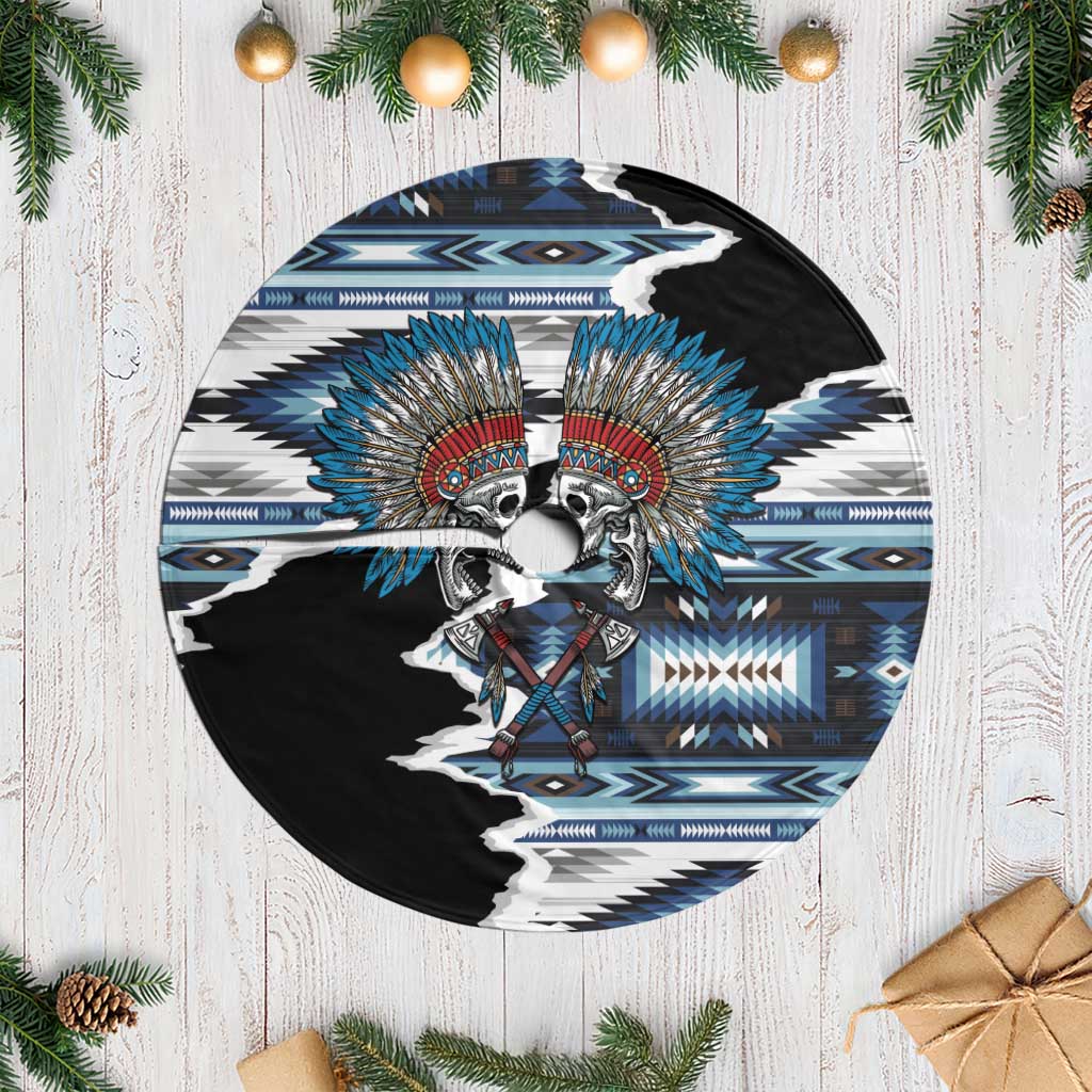 Native American Chief Skull With Axe Tree Skirt LT01 Casual Black - Polynesian Pride