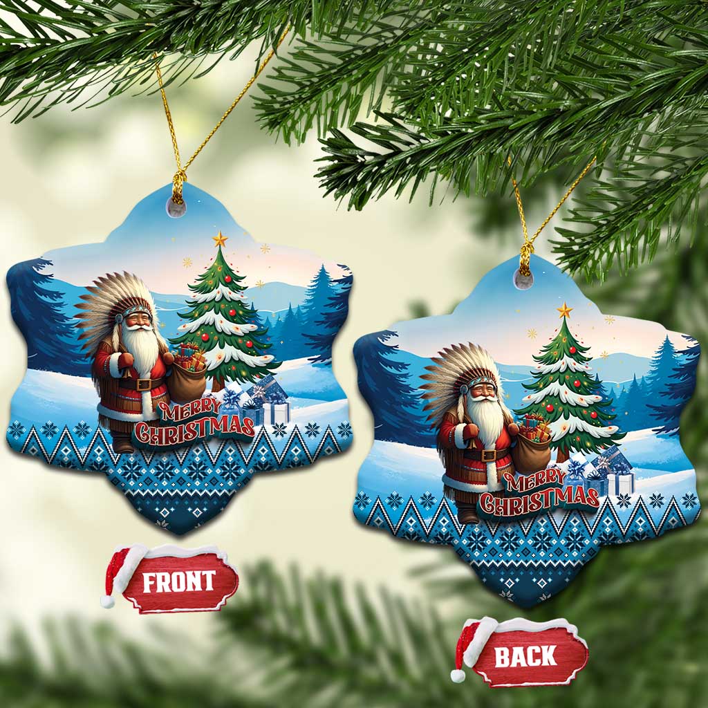 Native American Santa Claus Ceramic Ornament Merry Christmas 2025 - Polynesian Pride