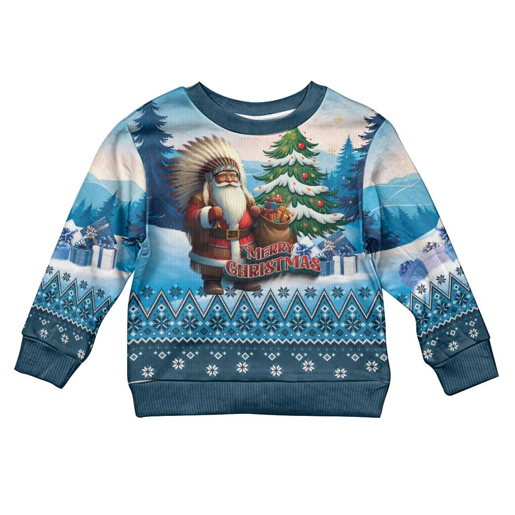 Personalized Native American Santa Claus Kid Ugly Christmas Sweater Merry Christmas 2025 - Polynesian Pride