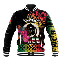 Personalised Vanuatu Port Vila Stay Strong Baseball Jacket Long God Yumi Stanap LT01 Unisex Black - Polynesian Pride