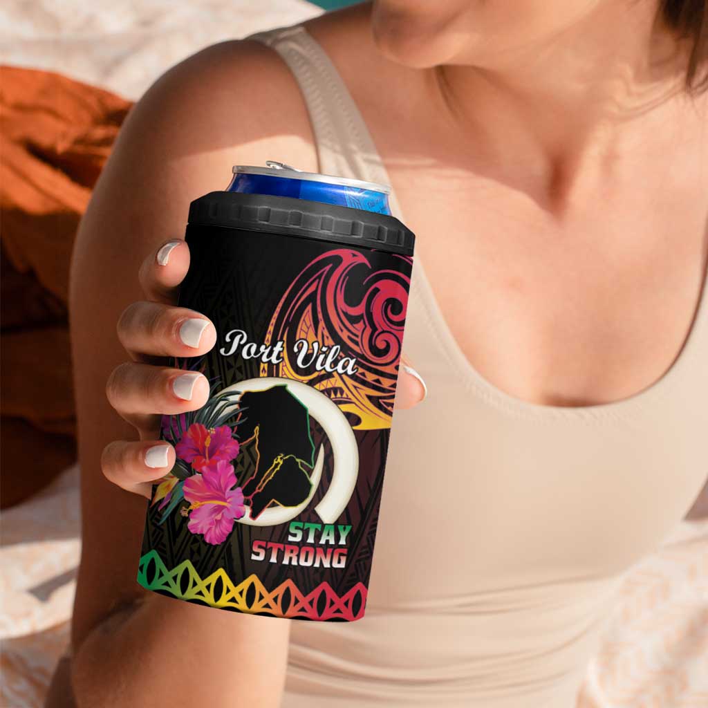 Personalised Vanuatu Port Vila Stay Strong 4 in 1 Can Cooler Tumbler Long God Yumi Stanap LT01 - Polynesian Pride