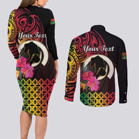 Personalised Vanuatu Port Vila Stay Strong Couples Matching Long Sleeve Bodycon Dress and Long Sleeve Button Shirt Long God Yumi Stanap