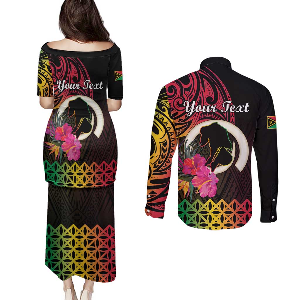 Personalised Vanuatu Port Vila Stay Strong Couples Matching Puletasi and Long Sleeve Button Shirt Long God Yumi Stanap