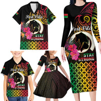 Personalised Vanuatu Port Vila Stay Strong Family Matching Long Sleeve Bodycon Dress and Hawaiian Shirt Long God Yumi Stanap LT01 - Polynesian Pride