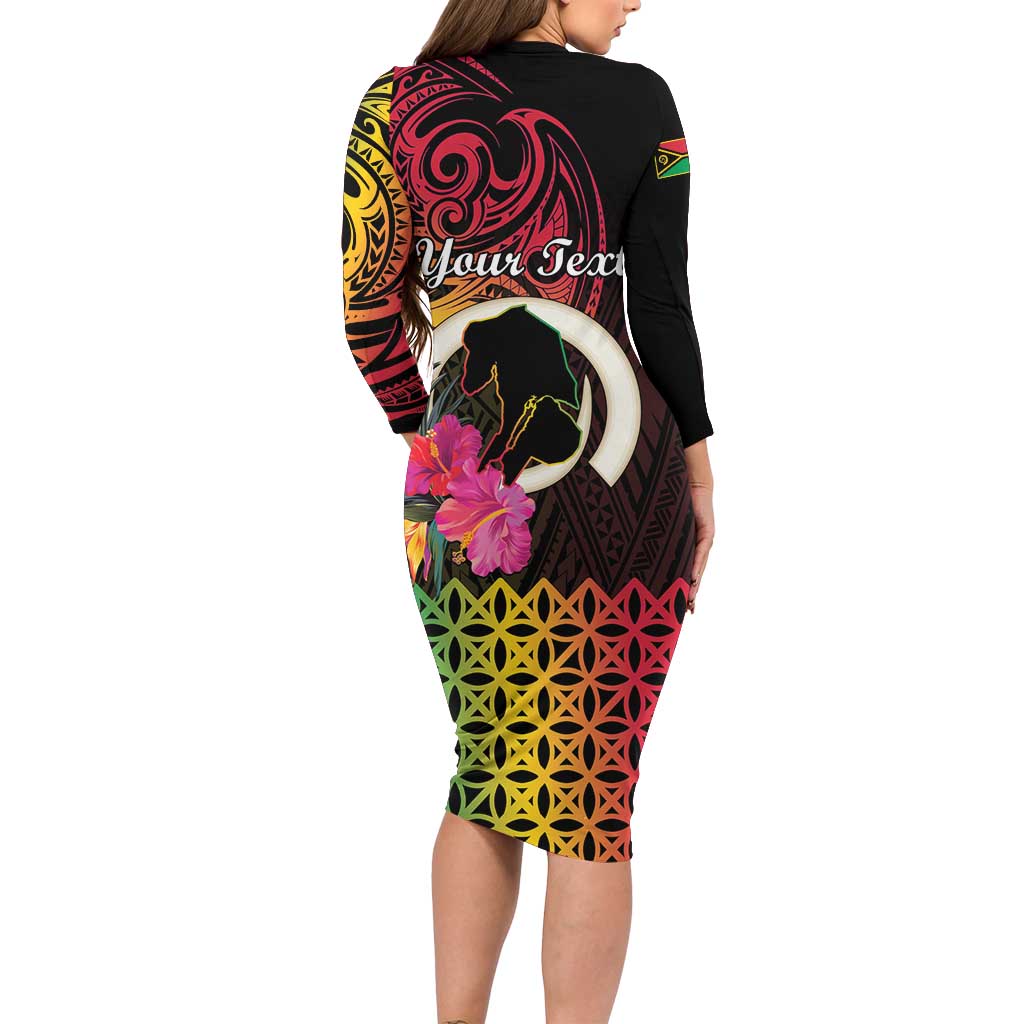 Personalised Vanuatu Port Vila Stay Strong Family Matching Long Sleeve Bodycon Dress and Hawaiian Shirt Long God Yumi Stanap LT01 - Polynesian Pride