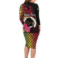 Personalised Vanuatu Port Vila Stay Strong Family Matching Long Sleeve Bodycon Dress and Hawaiian Shirt Long God Yumi Stanap LT01 - Polynesian Pride