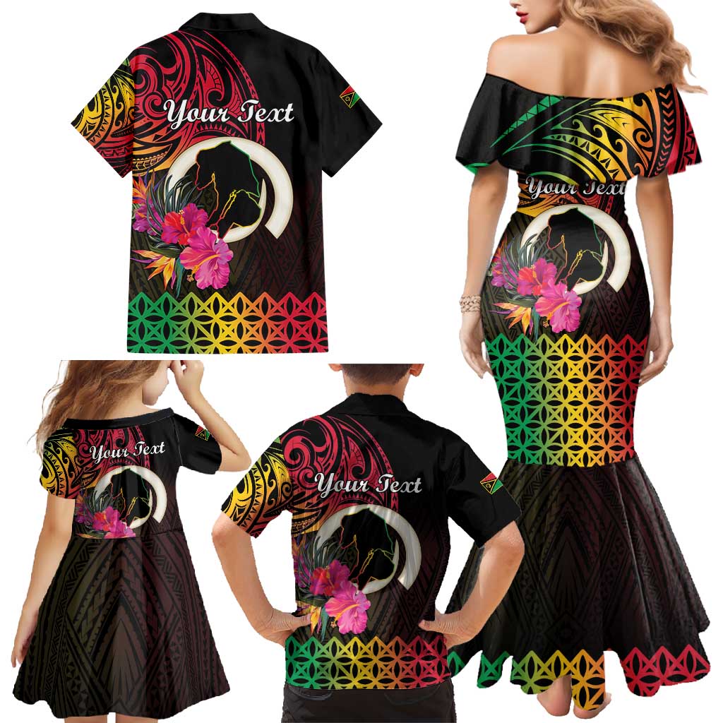 Personalised Vanuatu Port Vila Stay Strong Family Matching Mermaid Dress and Hawaiian Shirt Long God Yumi Stanap LT01 - Polynesian Pride