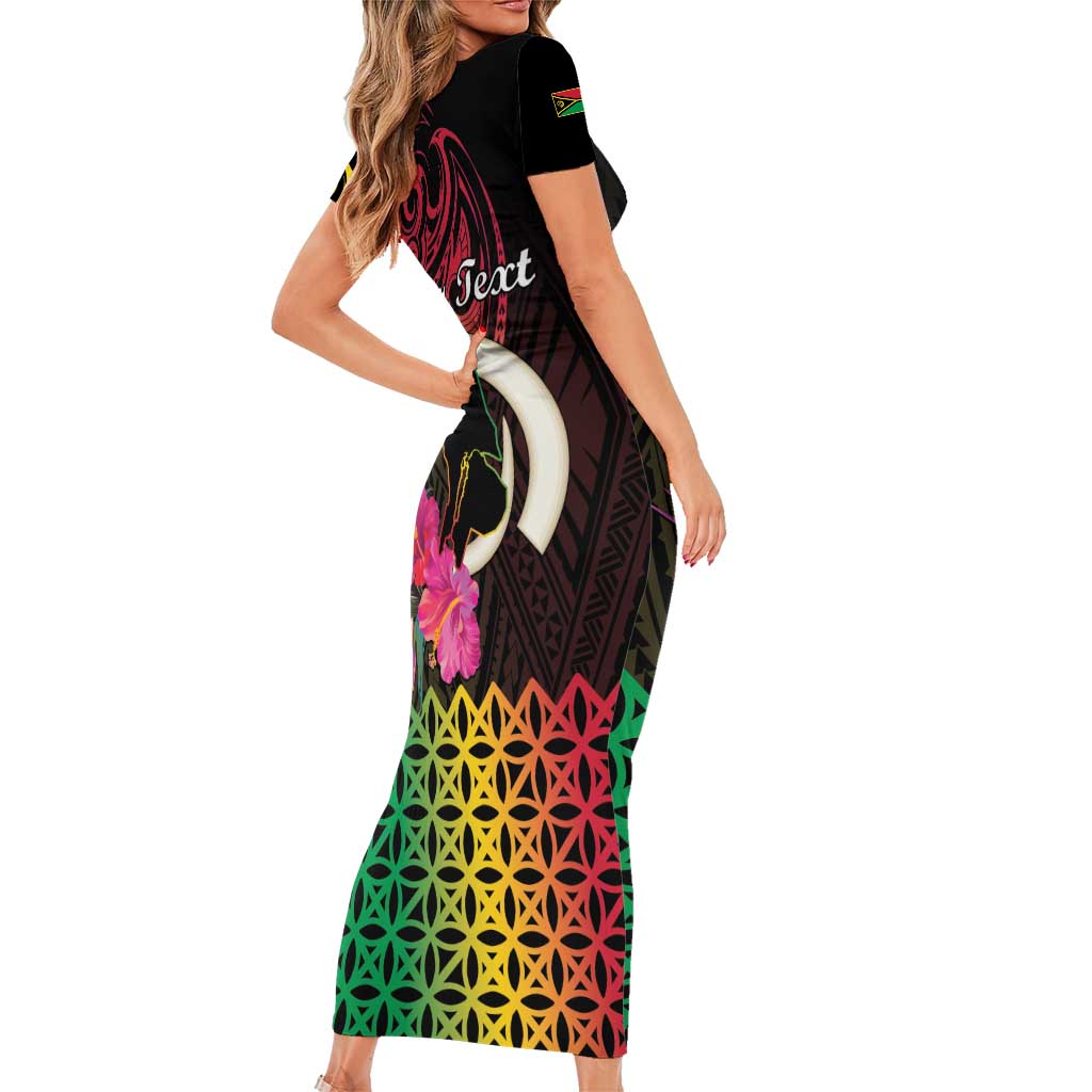 Personalised Vanuatu Port Vila Stay Strong Family Matching Short Sleeve Bodycon Dress and Hawaiian Shirt Long God Yumi Stanap LT01 - Polynesian Pride