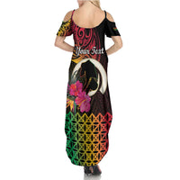 Personalised Vanuatu Port Vila Stay Strong Family Matching Summer Maxi Dress and Hawaiian Shirt Long God Yumi Stanap LT01 - Polynesian Pride