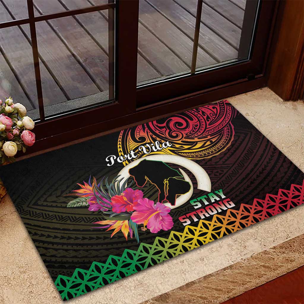 Vanuatu Port Vila Stay Strong Rubber Doormat Long God Yumi Stanap LT01 - Polynesian Pride