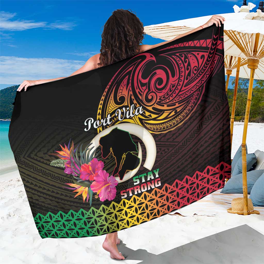 Vanuatu Port Vila Stay Strong Sarong Long God Yumi Stanap LT01 One Size 44 x 66 inches Black - Polynesian Pride
