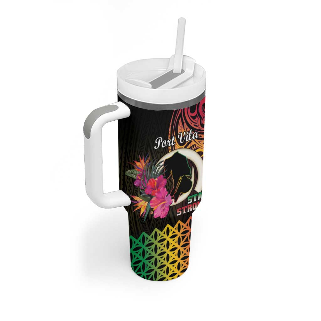 Personalised Vanuatu Port Vila Stay Strong Tumbler With Handle Long God Yumi Stanap