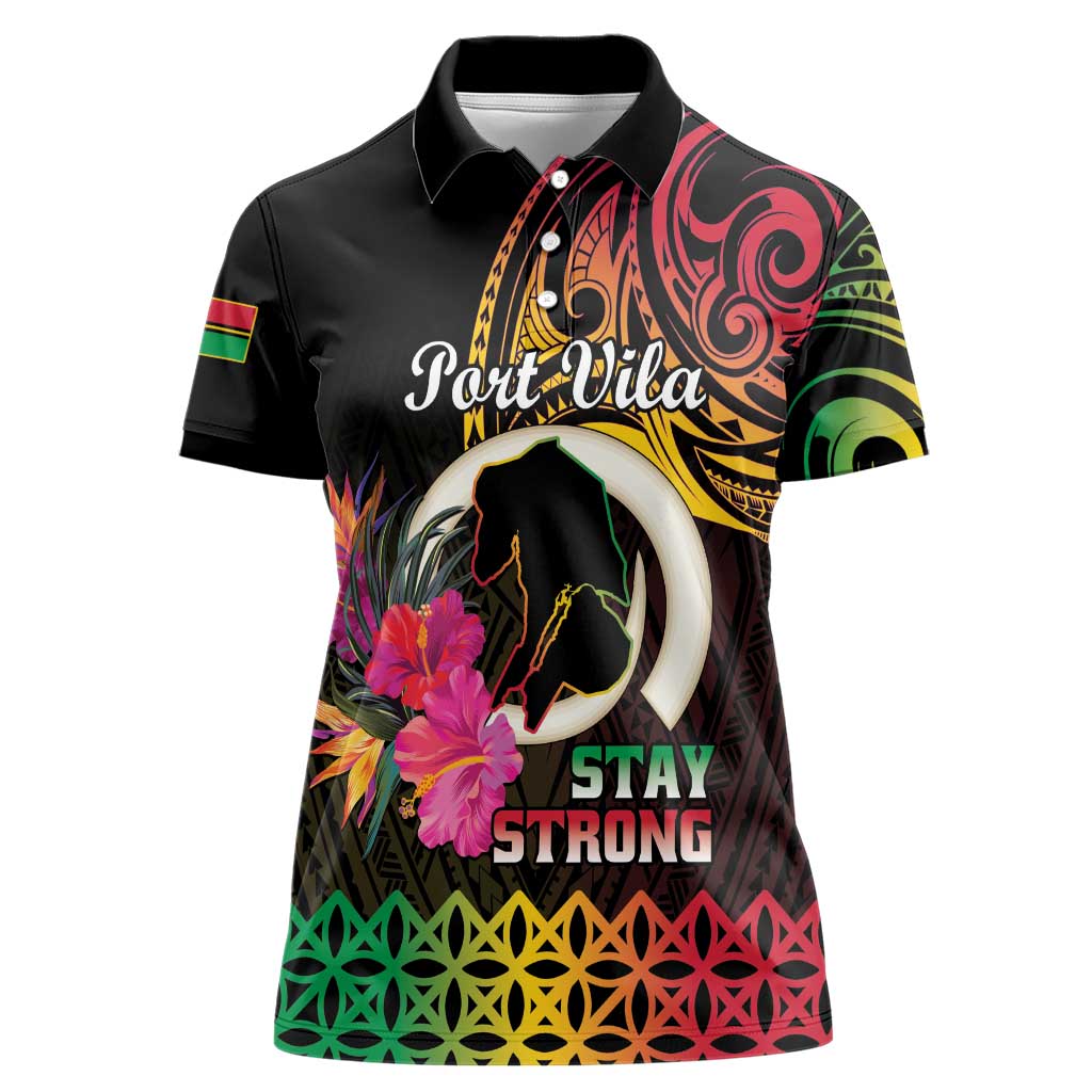 Personalised Vanuatu Port Vila Stay Strong Women Polo Shirt Long God Yumi Stanap