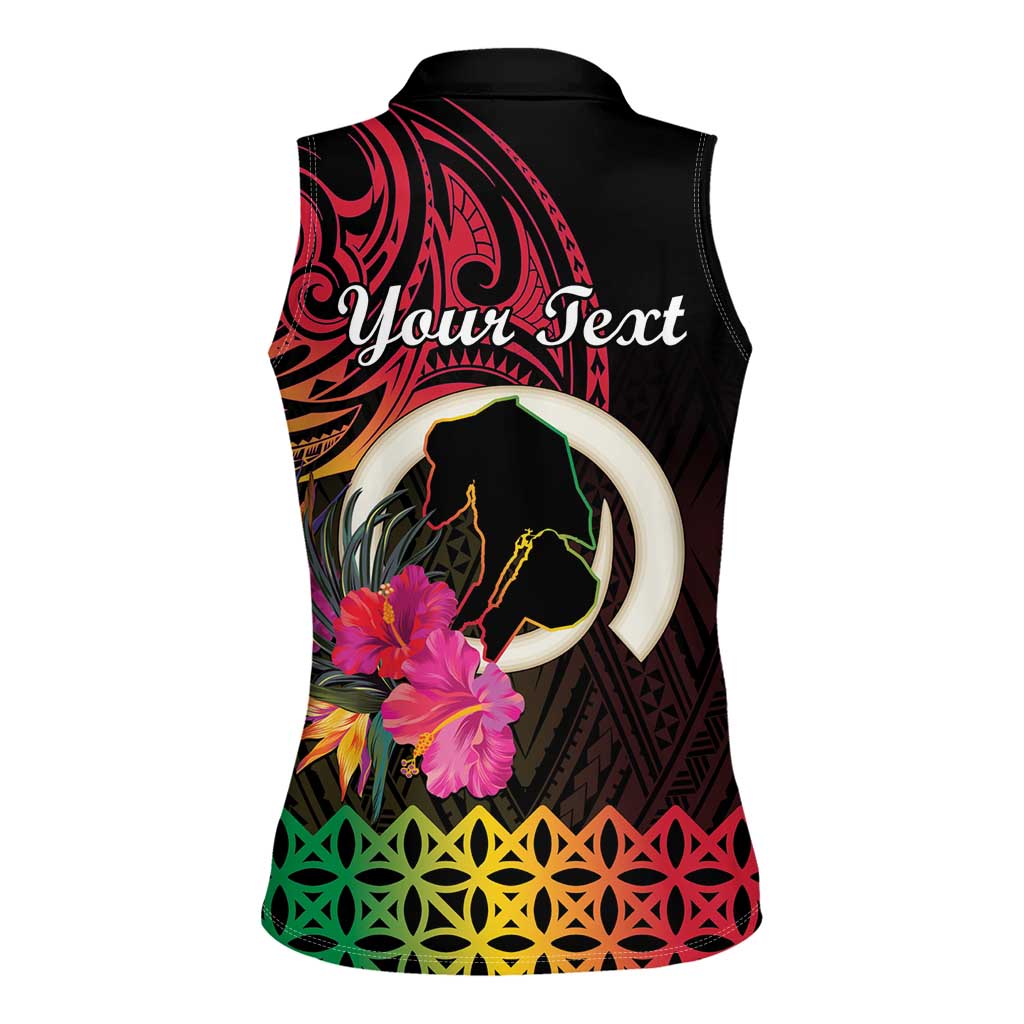 Personalised Vanuatu Port Vila Stay Strong Women Sleeveless Polo Shirt Long God Yumi Stanap LT01 - Polynesian Pride