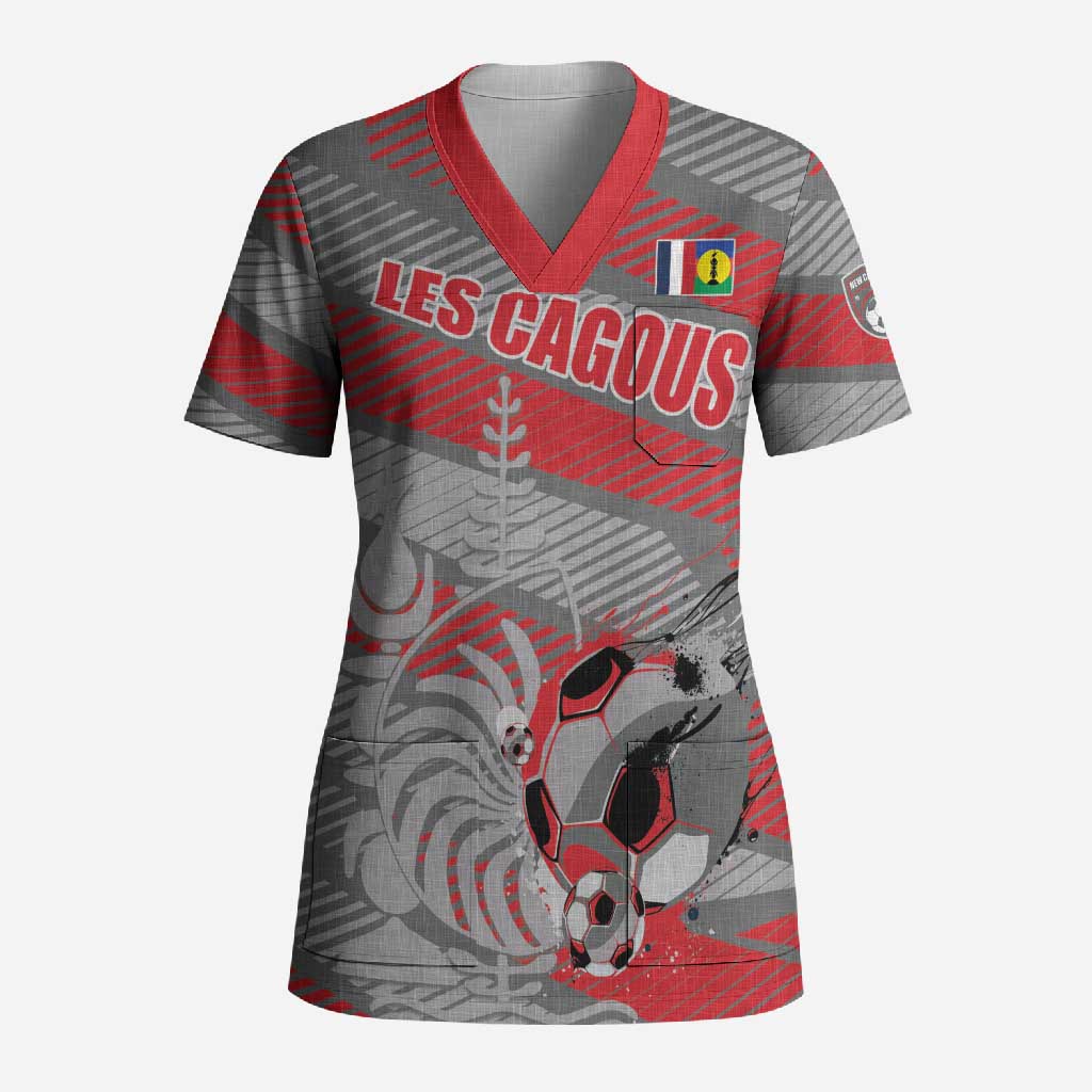 Custom Football 2026 New Caledonia Scrub Top Kagus Come On LT01 Adult Gray - Polynesian Pride