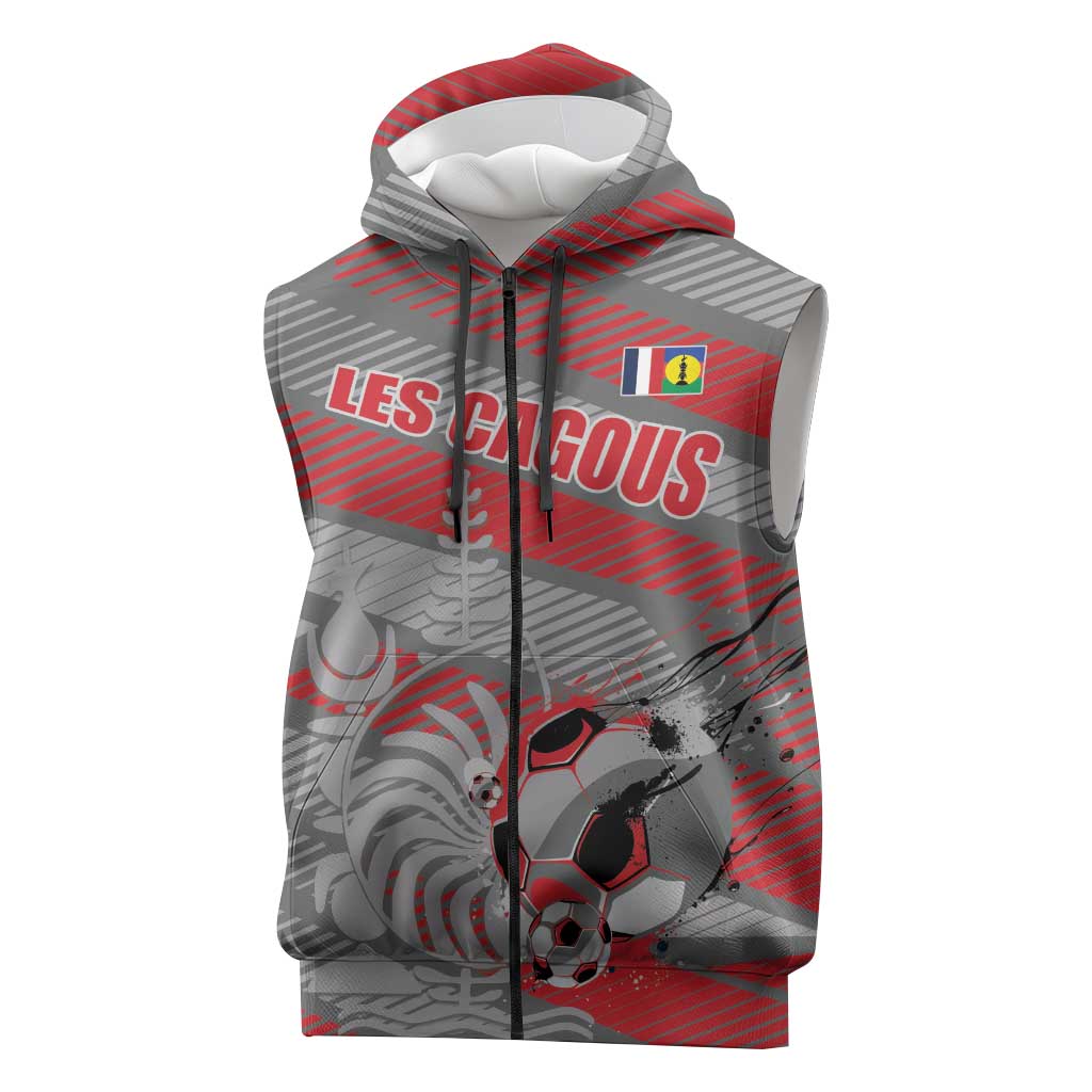 Custom Football 2026 New Caledonia Sleeveless Zip Hoodie Kagus Come On LT01 Gray - Polynesian Pride