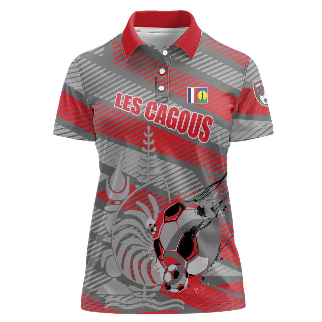 Custom Football 2026 New Caledonia Women Polo Shirt Kagus Come On LT01 Female Gray - Polynesian Pride