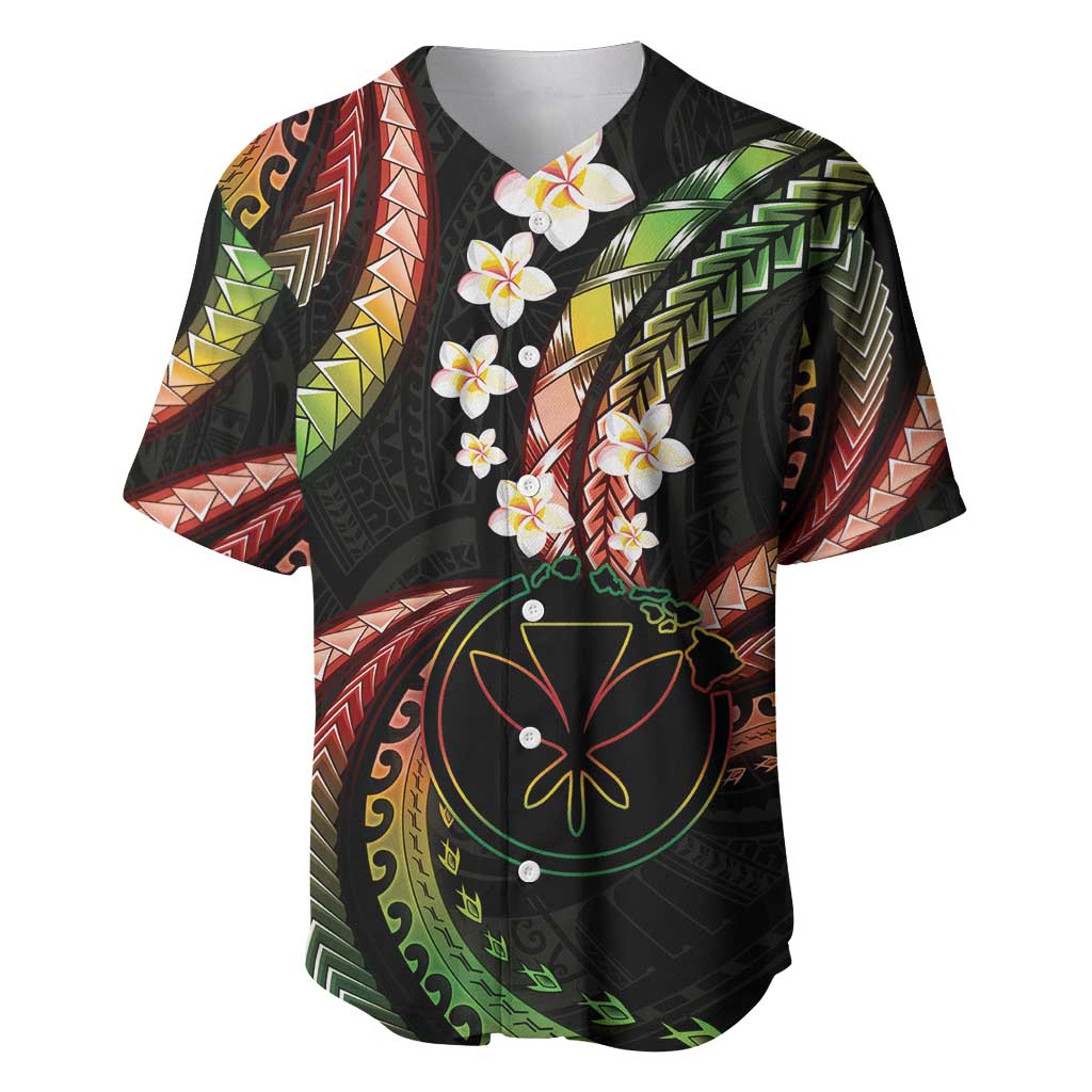 Hawaii Map Kanaka Maoli Baseball Jersey Fantastic Frangipani Reggae