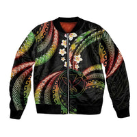 Hawaii Map Kanaka Maoli Bomber Jacket Fantastic Frangipani Reggae