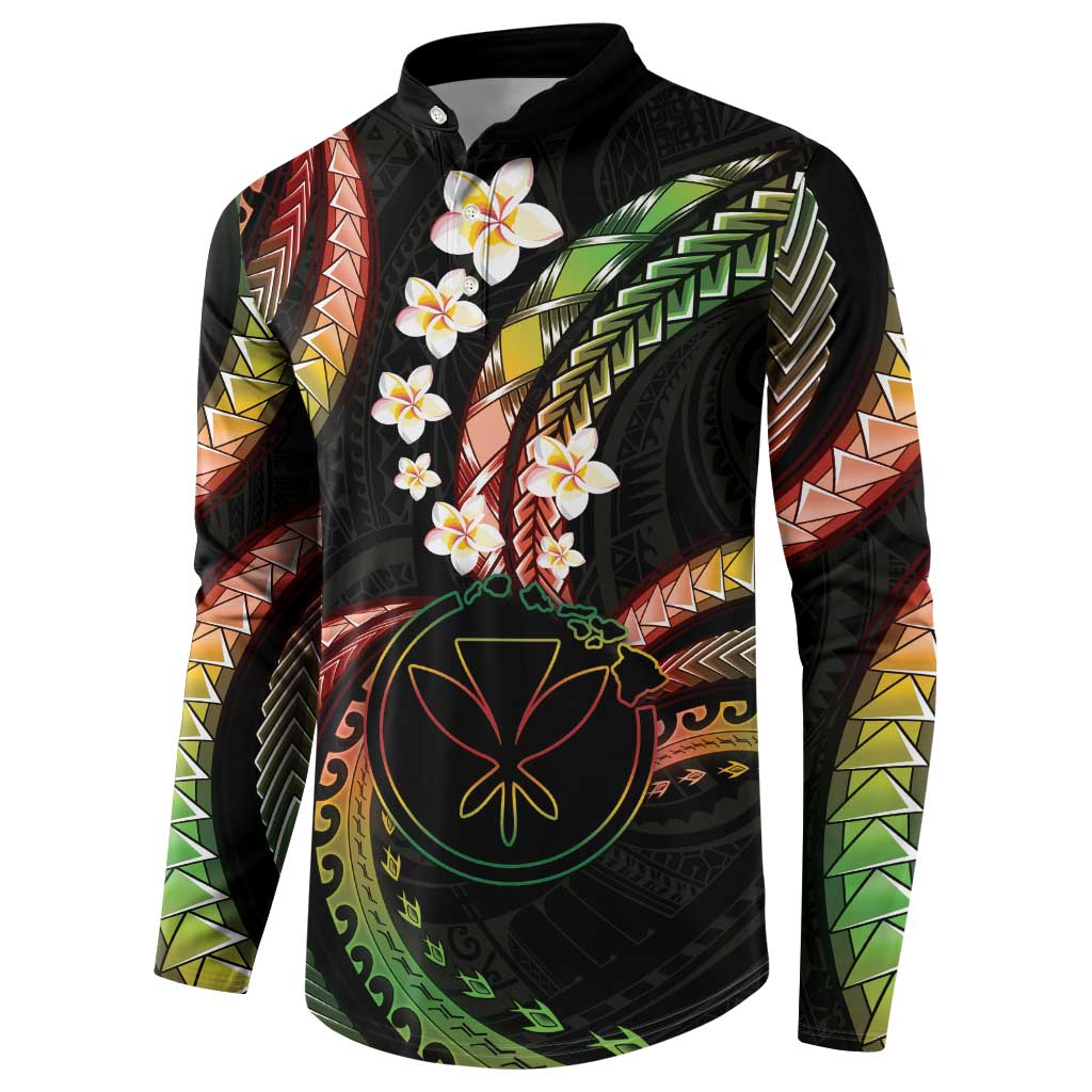 Hawaii Map Kanaka Maoli Button Sweatshirt Fantastic Frangipani Reggae