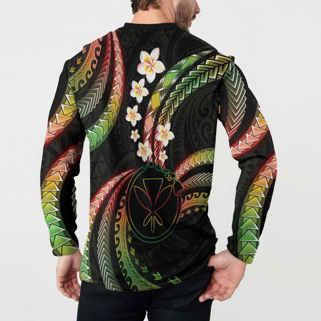 Hawaii Map Kanaka Maoli Button Sweatshirt Fantastic Frangipani Reggae