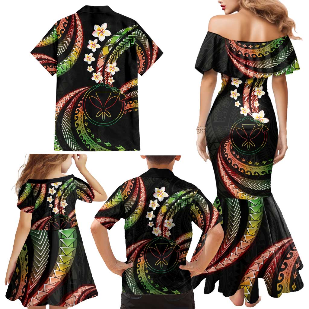 Hawaii Map Kanaka Maoli Family Matching Mermaid Dress and Hawaiian Shirt Fantastic Frangipani Reggae