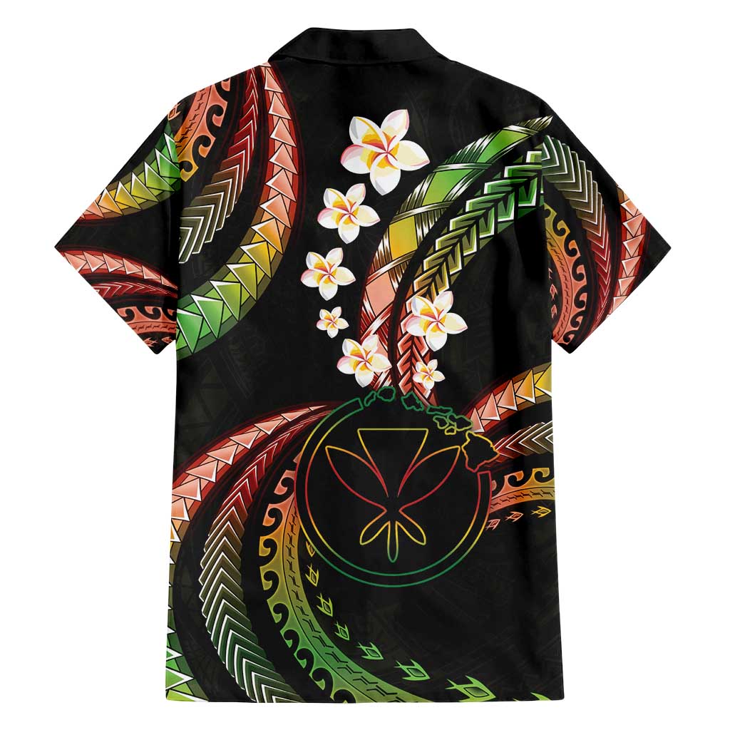 Hawaii Map Kanaka Maoli Family Matching Off Shoulder Short Dress and Hawaiian Shirt Fantastic Frangipani Reggae