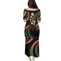 Hawaii Map Kanaka Maoli Family Matching Puletasi and Hawaiian Shirt Fantastic Frangipani Reggae