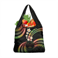 Hawaii Map Kanaka Maoli Grocery Bag Fantastic Frangipani Reggae