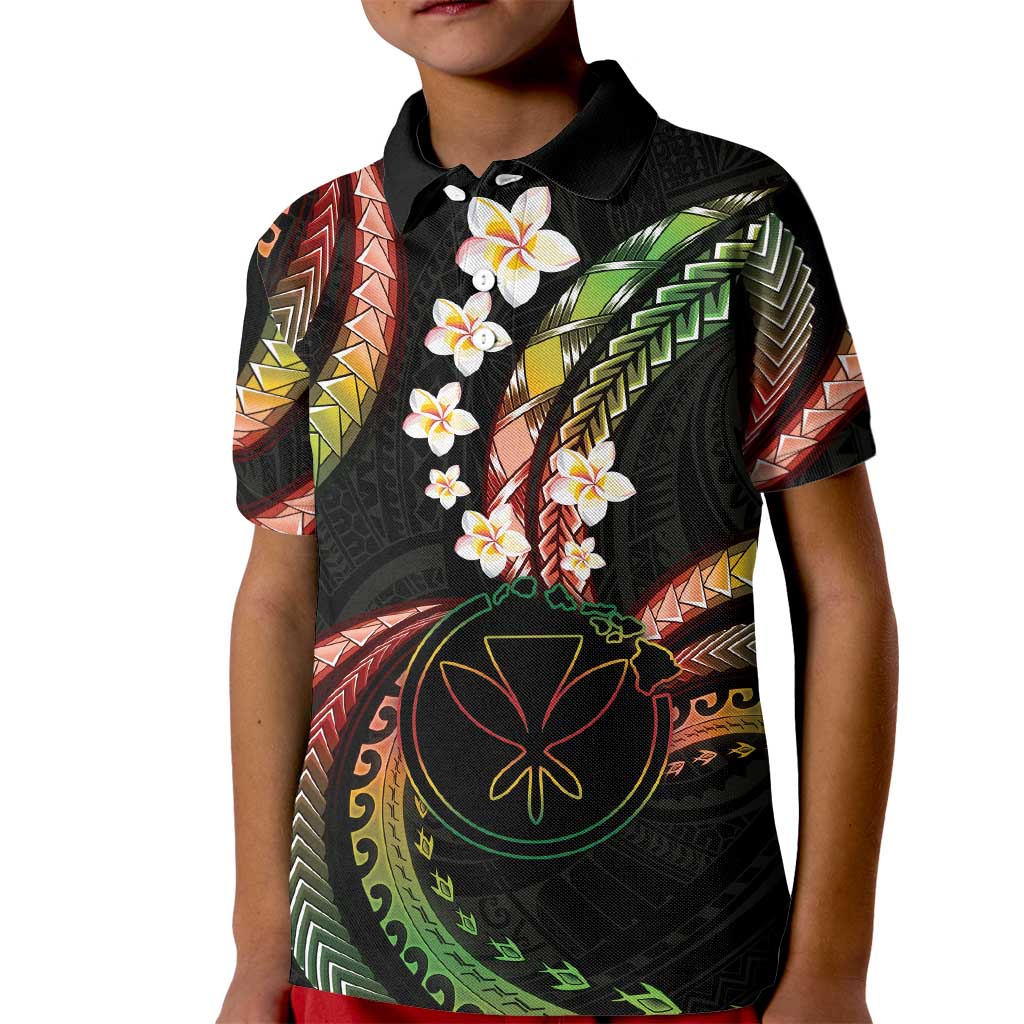 Hawaii Map Kanaka Maoli Kid Polo Shirt Fantastic Frangipani Reggae