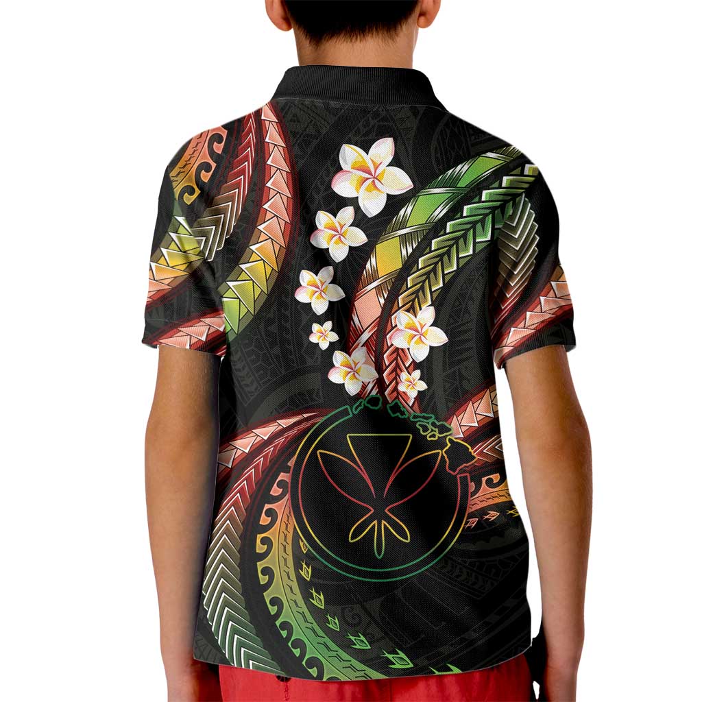 Hawaii Map Kanaka Maoli Kid Polo Shirt Fantastic Frangipani Reggae