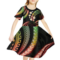 Hawaii Map Kanaka Maoli Kid Short Sleeve Dress Fantastic Frangipani Reggae