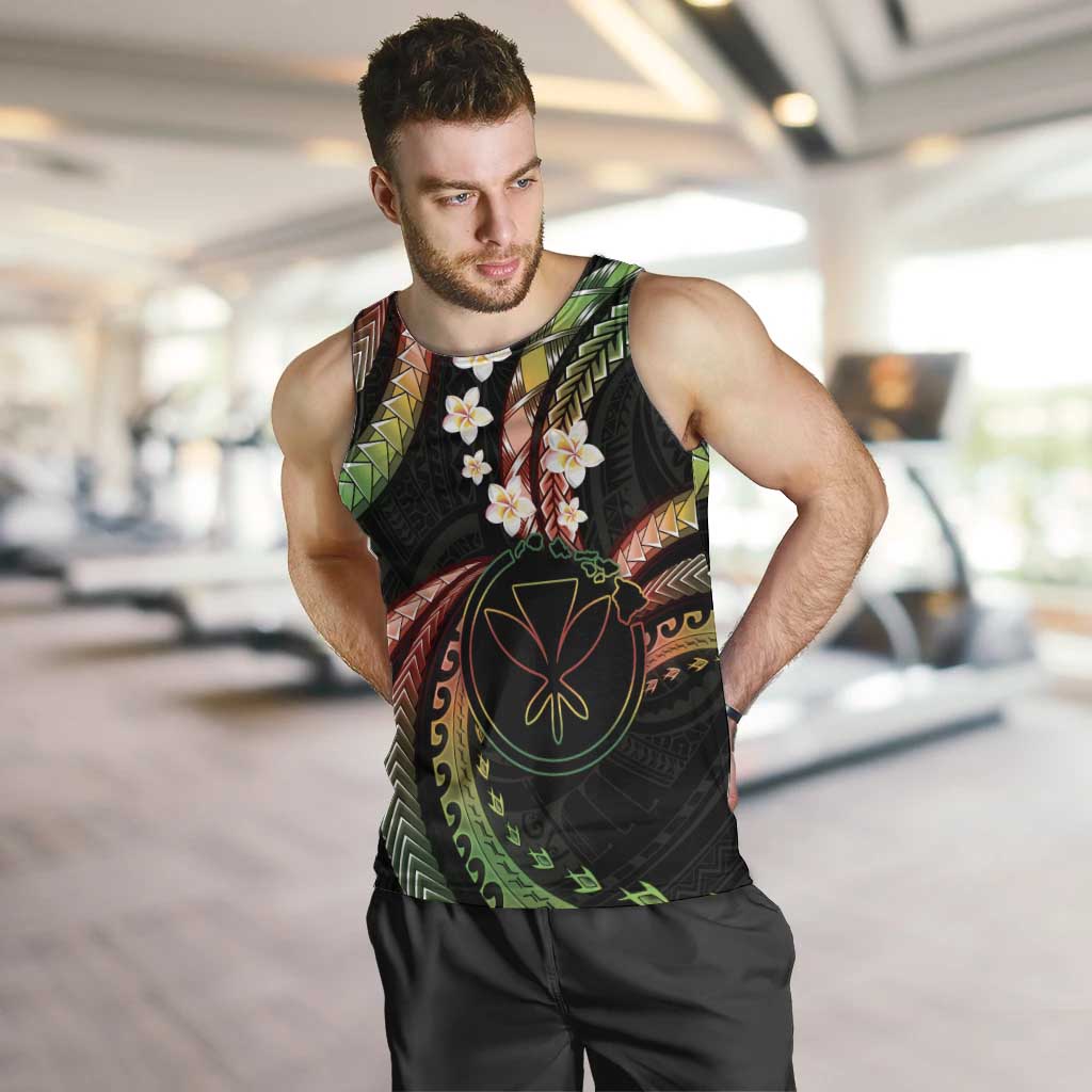 Hawaii Map Kanaka Maoli Men Tank Top Fantastic Frangipani Reggae