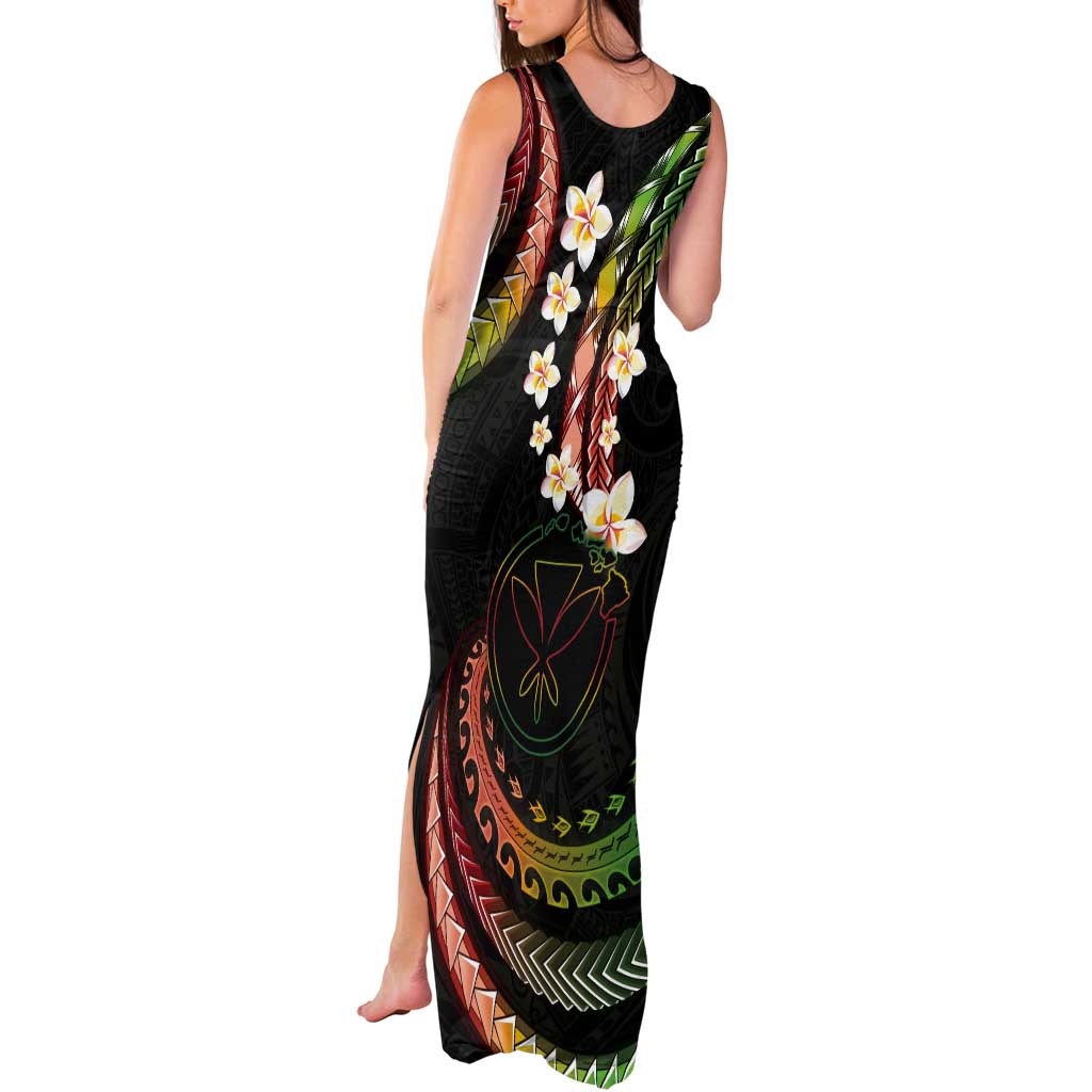 Hawaii Map Kanaka Maoli Tank Maxi Dress Fantastic Frangipani Reggae