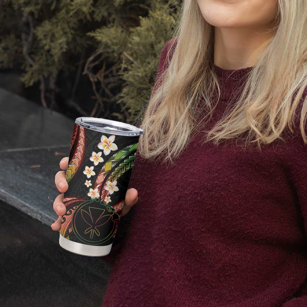 Hawaii Map Kanaka Maoli Tumbler Cup Fantastic Frangipani Reggae