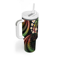 Hawaii Map Kanaka Maoli Tumbler With Handle Fantastic Frangipani Reggae