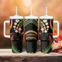 Hawaii Map Kanaka Maoli Tumbler With Handle Fantastic Frangipani Reggae